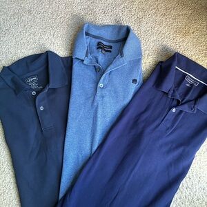 Set of 3 Blue Mens Polo Shirts Size Large - LL Bean, Banana Republic, Club Room